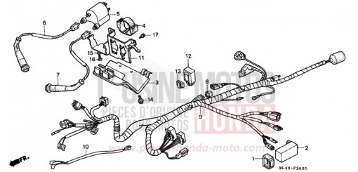 WIRE HARNESS/ IGNITION COIL CB450SG de 1986